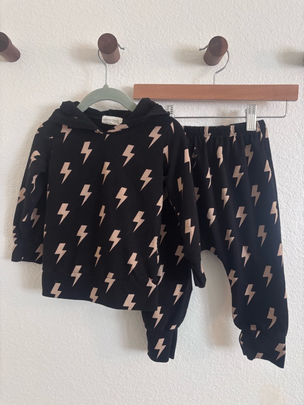 Forever French Baby Long Sleeve Lightning Bolt Jogger Set